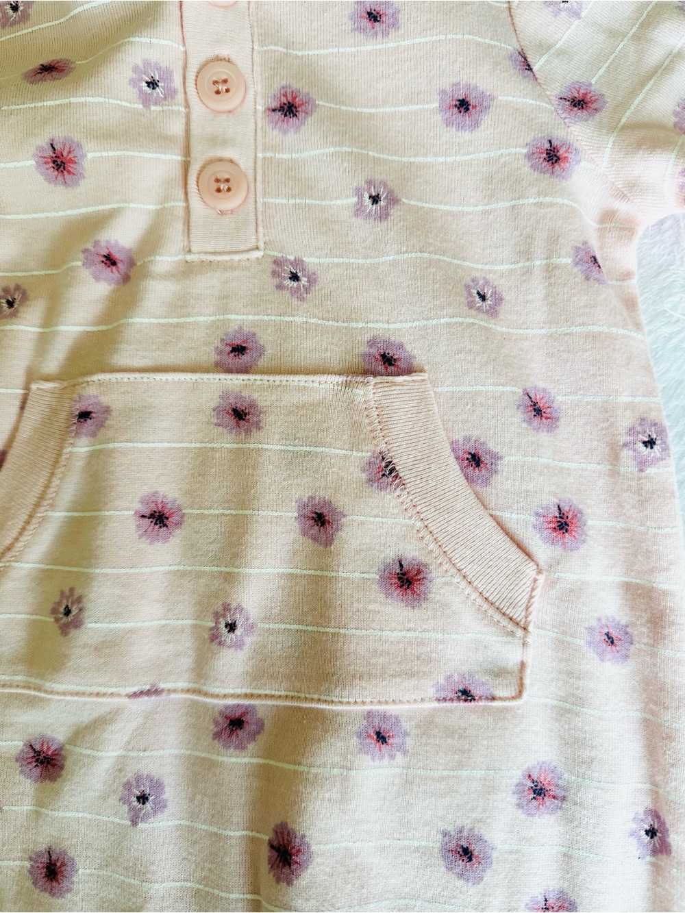 Old Navy Light Pink Floral Stripe Hoodie
